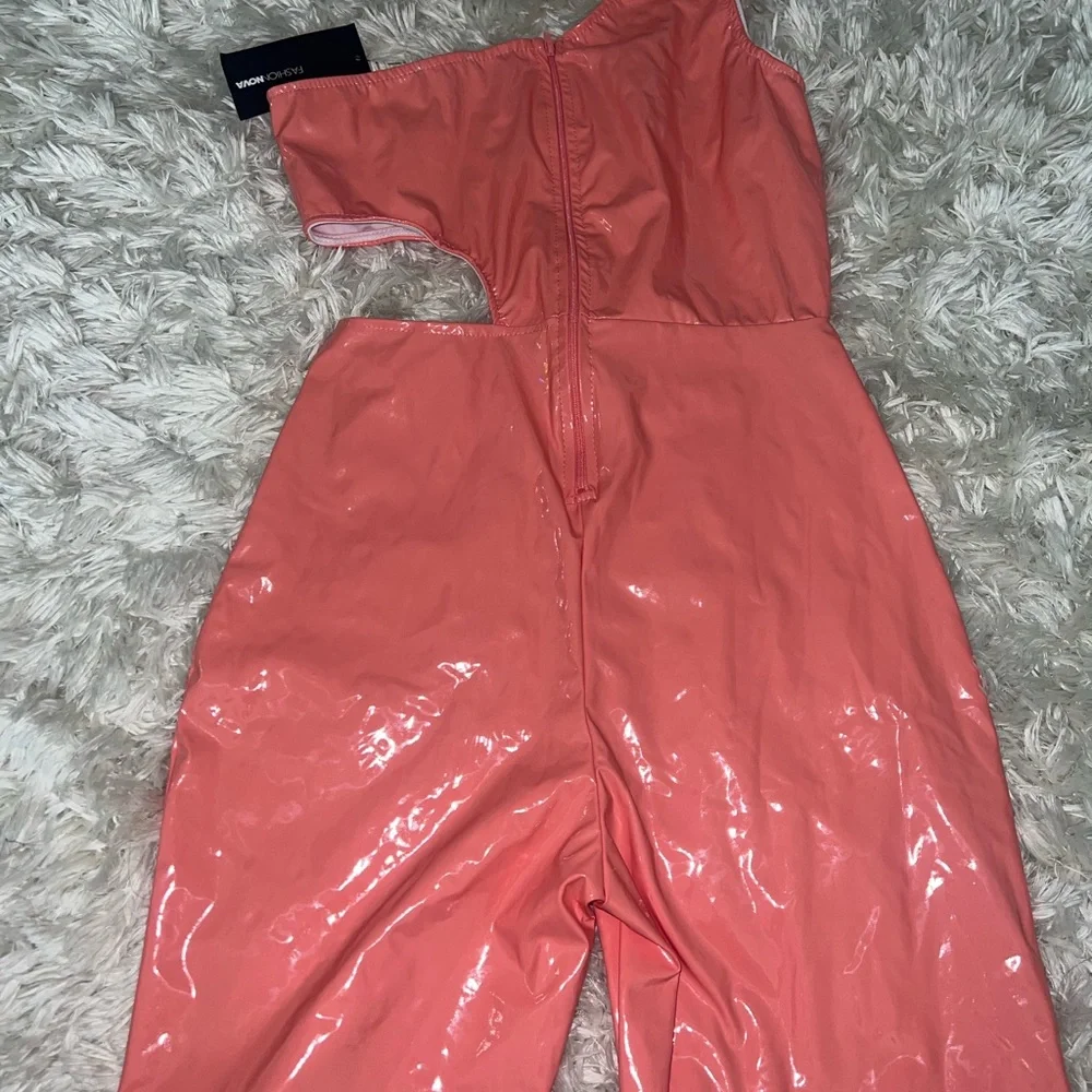 Fashion Nova Latex Biker Romper - Picture 2 of 7